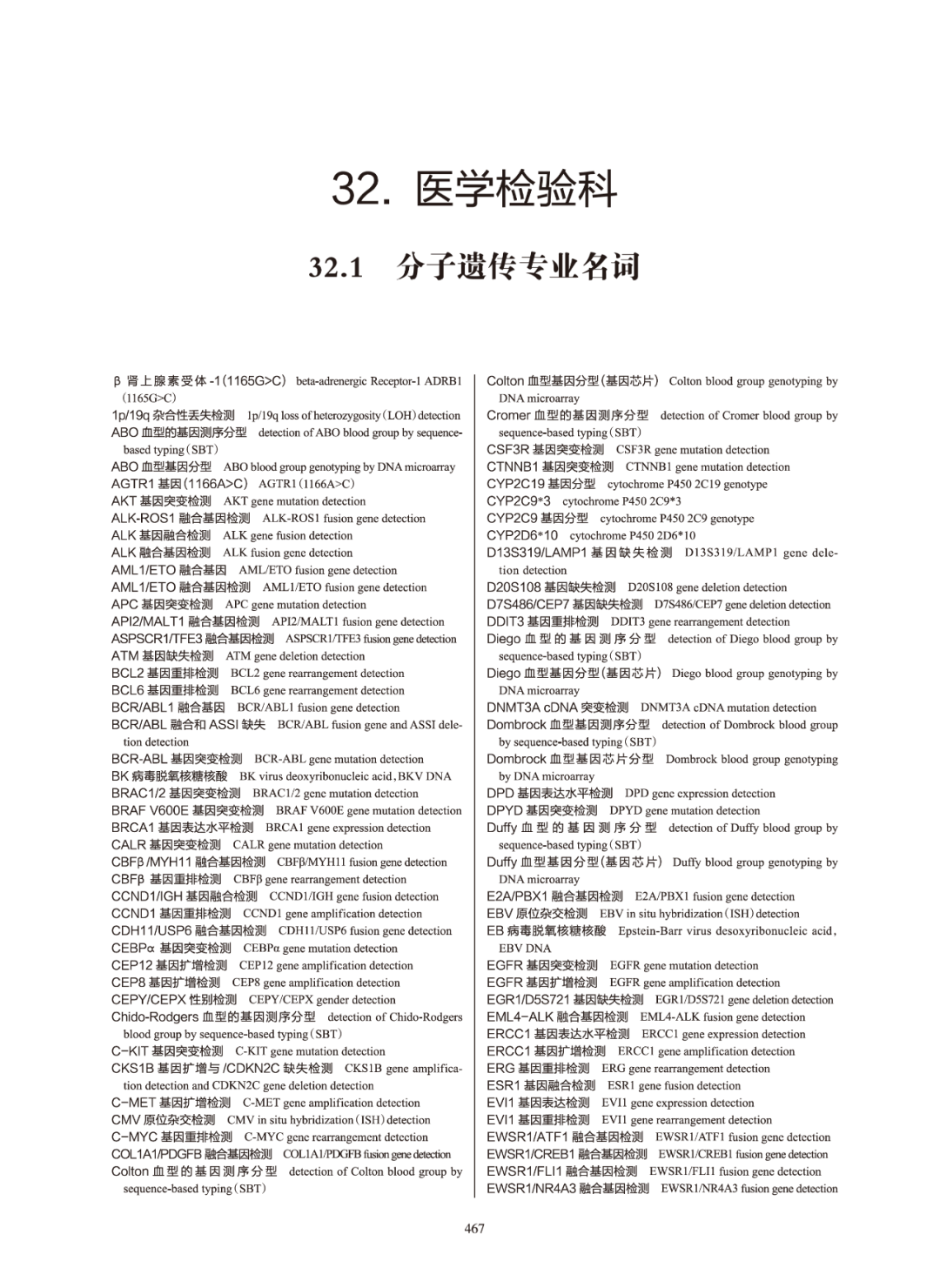 最新！常用臨床醫(yī)學(xué)名詞：醫(yī)學(xué)檢驗(yàn)科（2023年版）