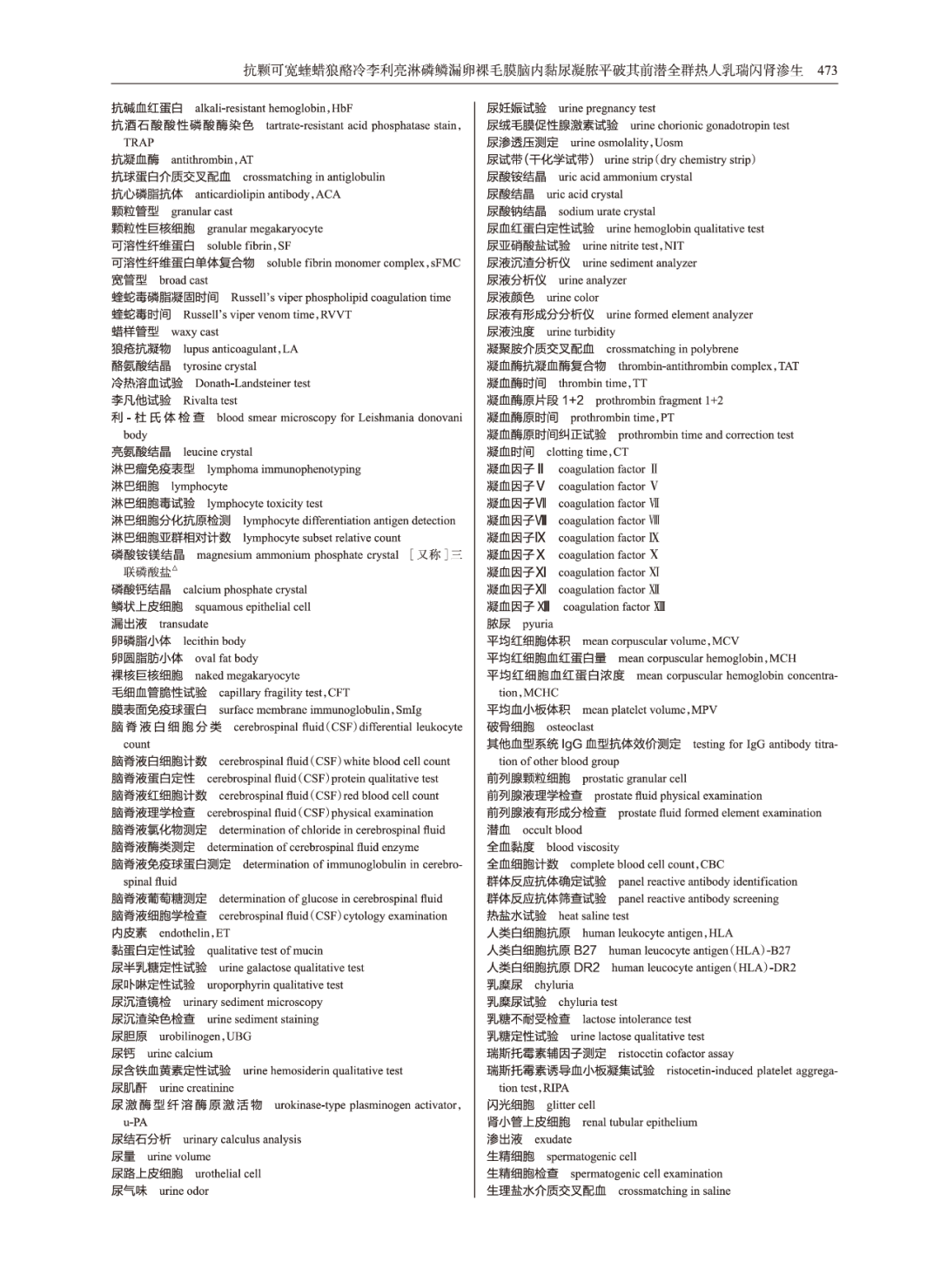 最新！常用臨床醫(yī)學(xué)名詞：醫(yī)學(xué)檢驗(yàn)科（2023年版）